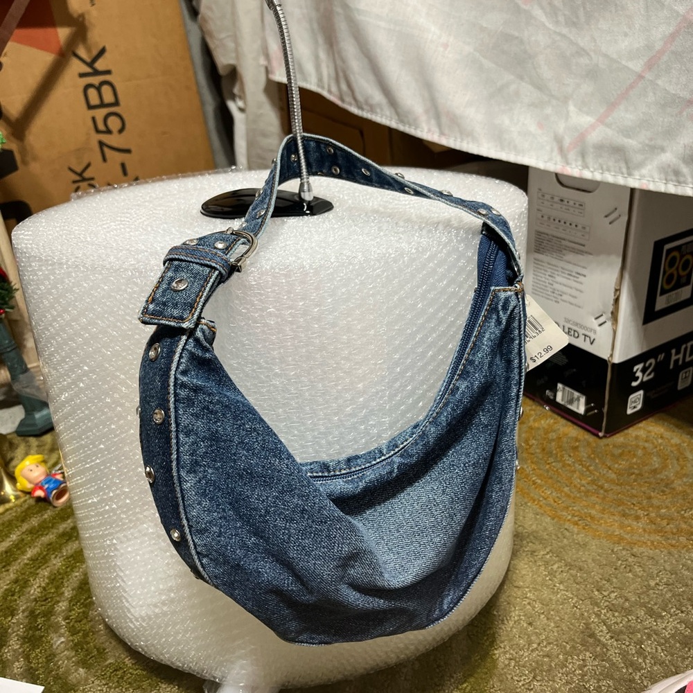 Denim Blue Studded Belt Bag - Picture 3 of 9